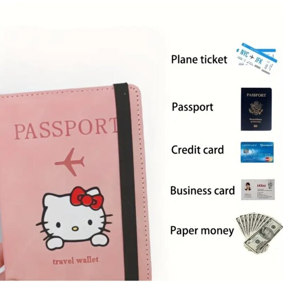Hello Kitty RFID Blocking Passport Holder & Travel Wallet Pink Sanrio Travel - Picture 4 of 4